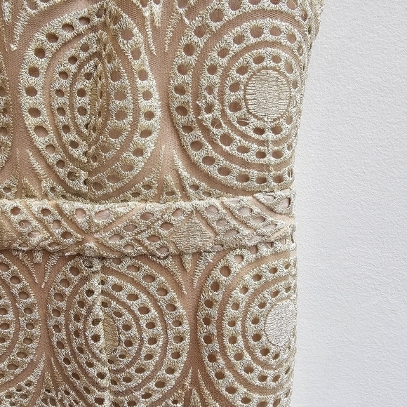 Laundry Embroidered Circle Dress with Metallic Gold Threading, Size Medium - Picture 6 of 10